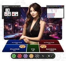 Antarmuka permainan AduQ di platform ezebet dengan meja kartu dan opsi taruhan